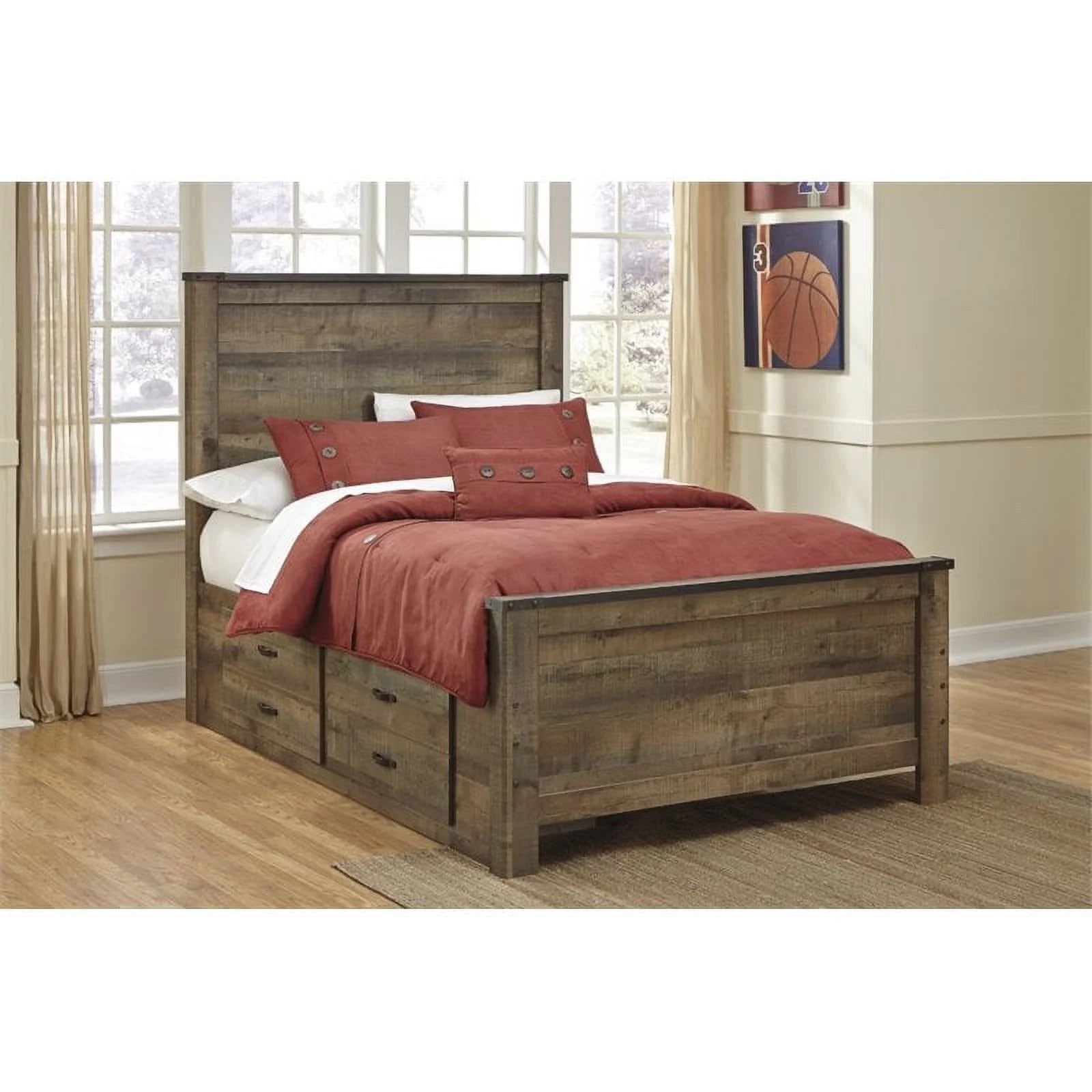 Brown Full Panel Bed with Underbed Storage Z692