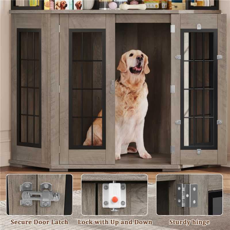 Large Dog Crate Furniture with Double Doors U696