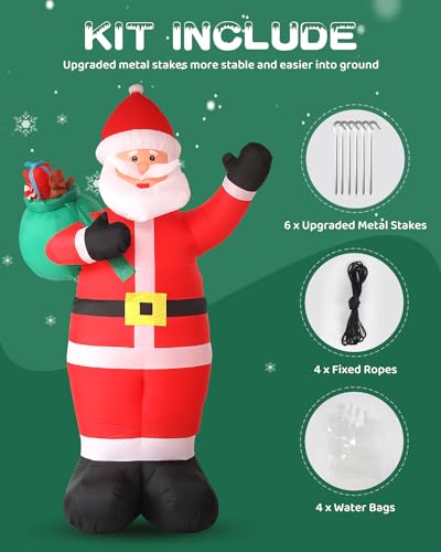 12FT Giant Christmas Inflatables LED Lighted Blow Up Santa Claus with Rotating Lights B782922