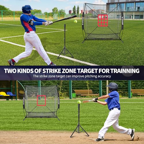 7x7 ft Baseball & Softball Practice Net with Bow Frame, Carry Bag P403
