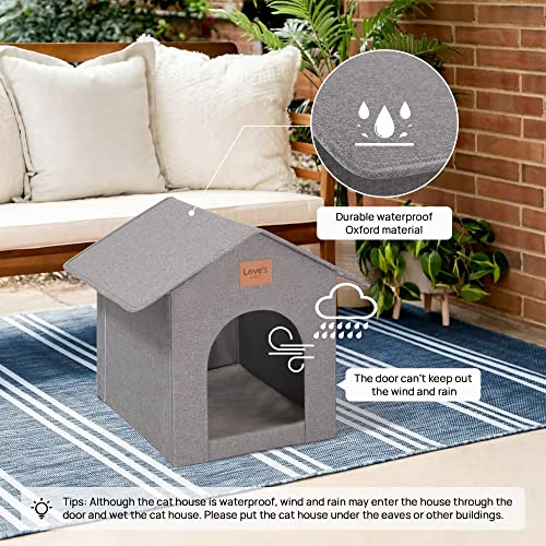 Outdoor Cat House Weatherproof Insulated Grey with Removable Soft Cushion S25894