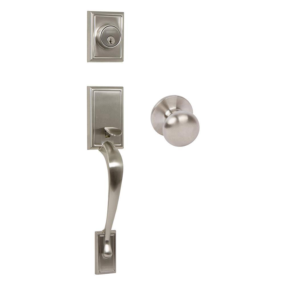 Double Cylinder Door Handle Set Satin Nickel A620