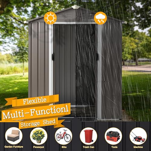 Gray 5x3 FT Outdoor Storage Shed with Window W52767