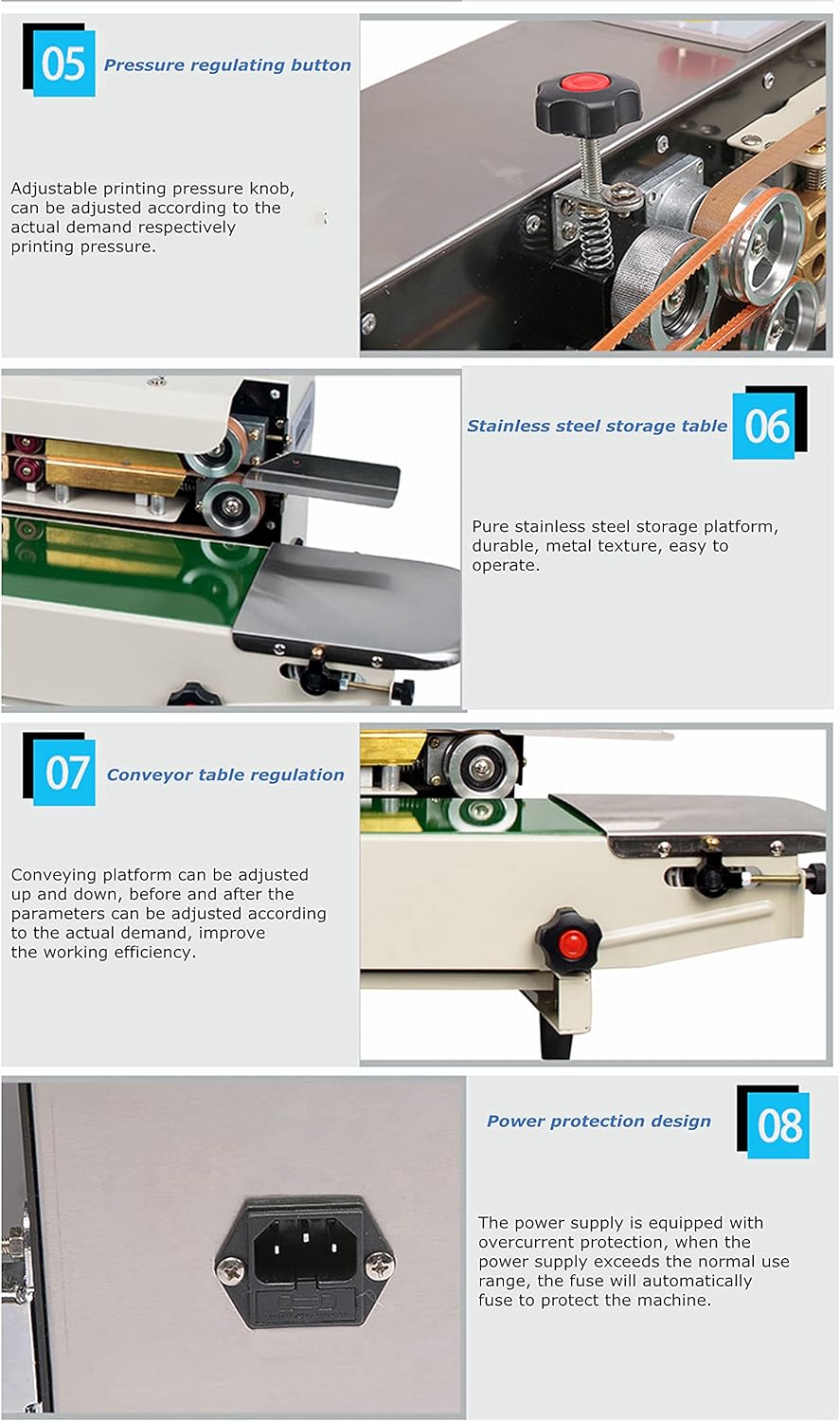 Continuous Sealing Machine Automatic Band Sealer with Digital Thermostat for Plastic Poly Bag Film 110V P565