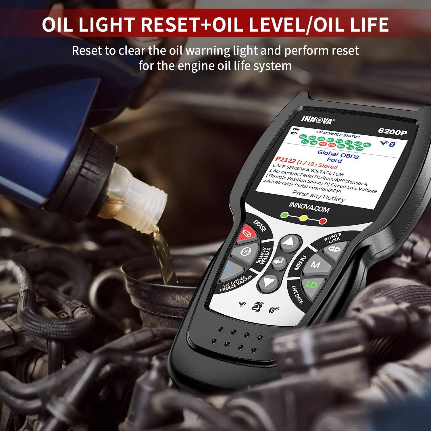 ABS Srs OBD2 Scanner Code Reader with Battery Reset Oil Light Reset R624333