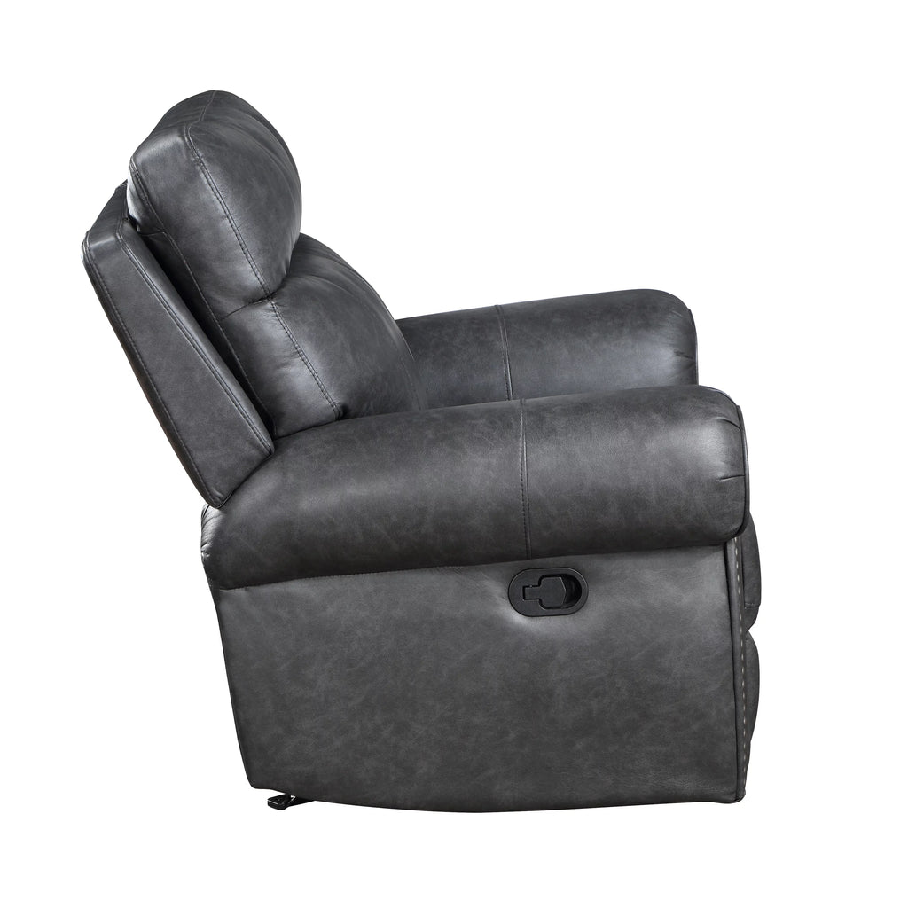 Brown Faux Leather Manual Double Reclining Loveseat O285