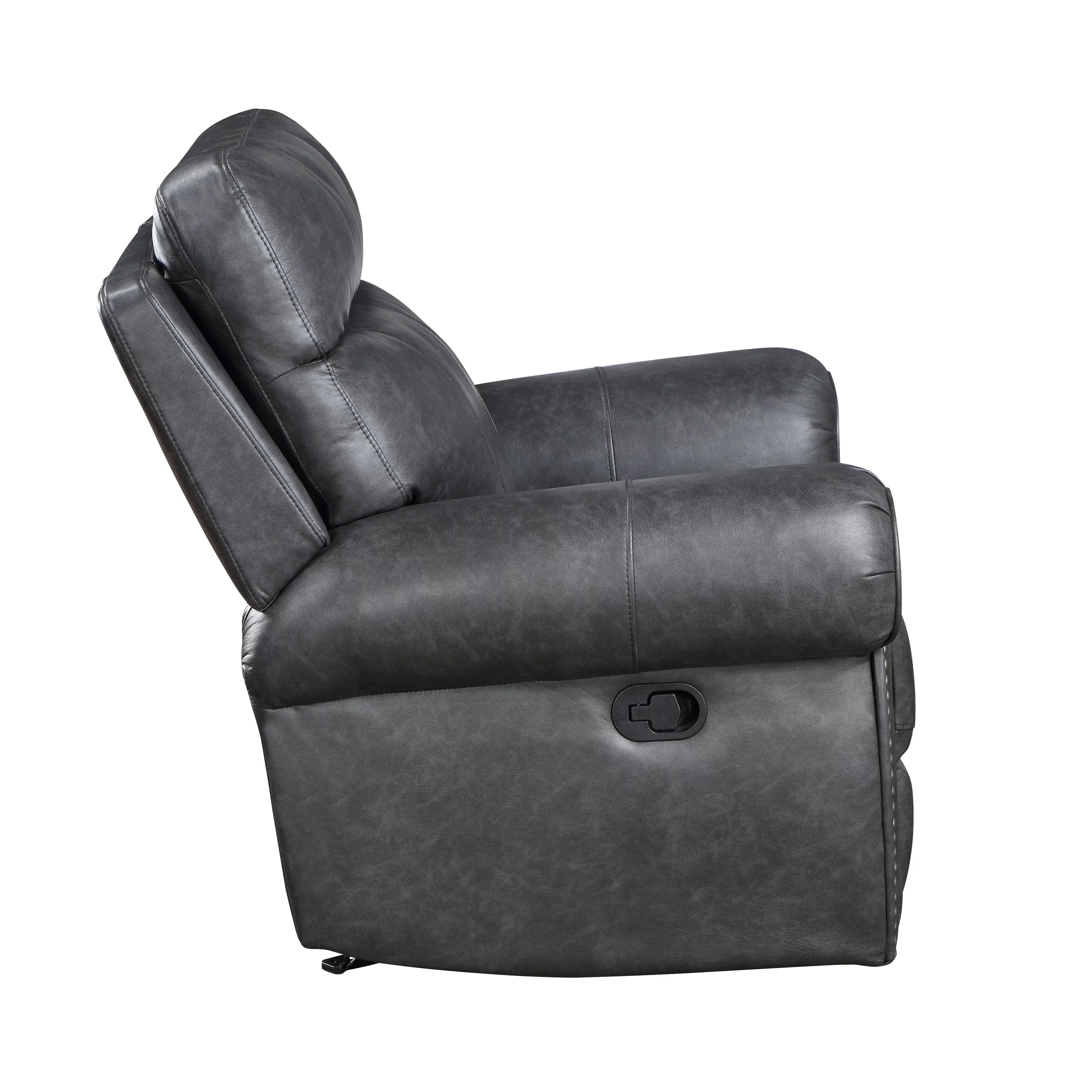 Brown Faux Leather Manual Double Reclining Loveseat O285