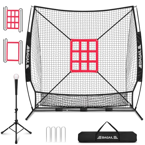 7x7 ft Baseball & Softball Practice Net with Bow Frame, Carry Bag P403