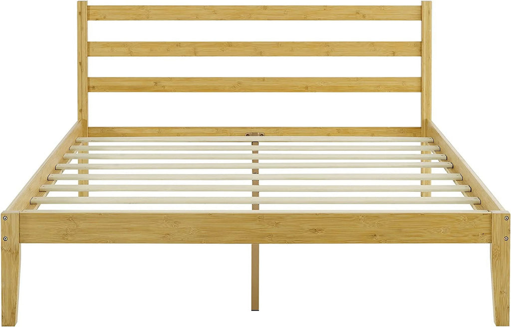 Natural Bamboo Queen Platform Bed Frame With Headboard P621