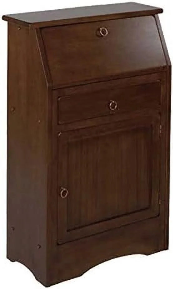 Walnut Finish Secretary Desk with Cabinet Door and Shelves W1538