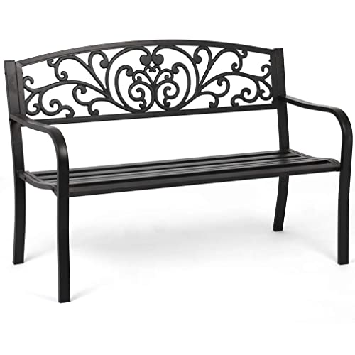 Metal Patio Bench with Steel Frame Y789