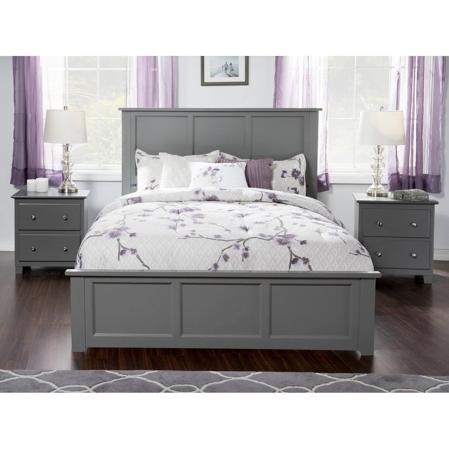 Grey Queen Bed with Foot Board N5822