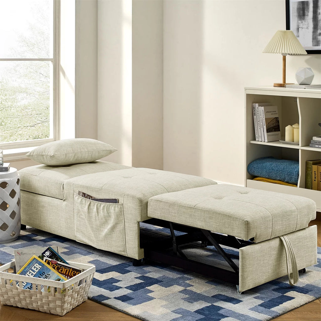 Beige Folding Sofa Bed Chair with Storage Bag V990626