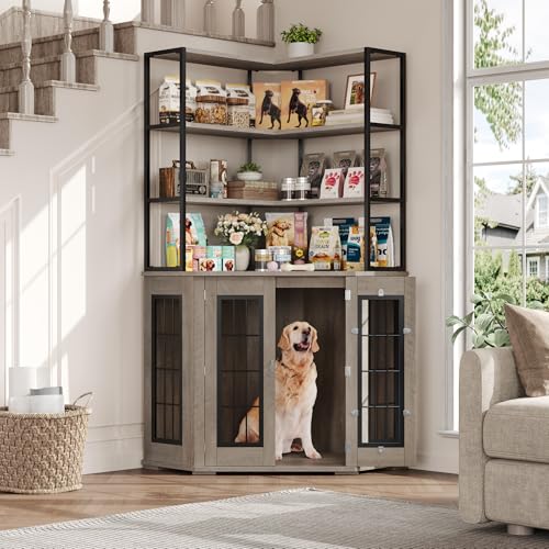 Large Dog Crate Furniture with Double Doors U696