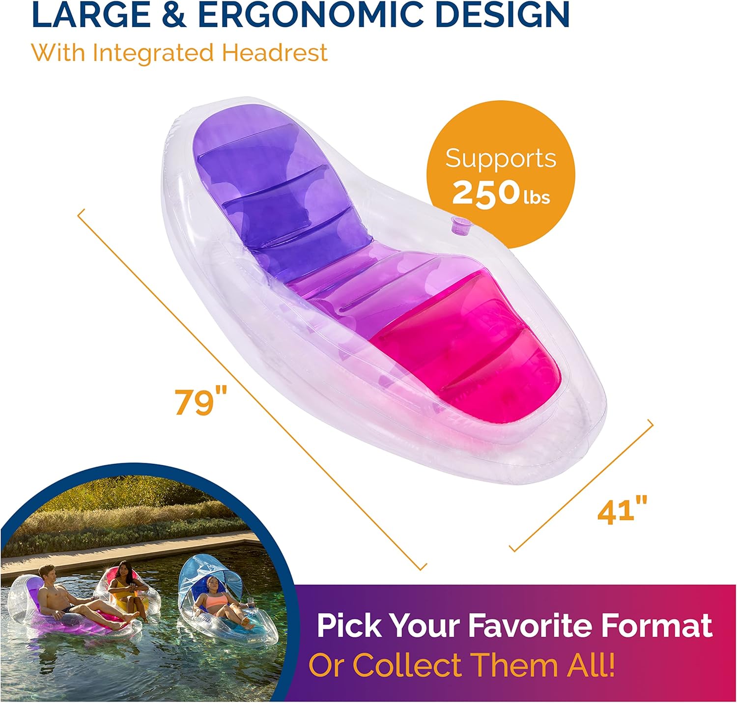 Translucent Inflatable Pool Float with Cup Holder C463