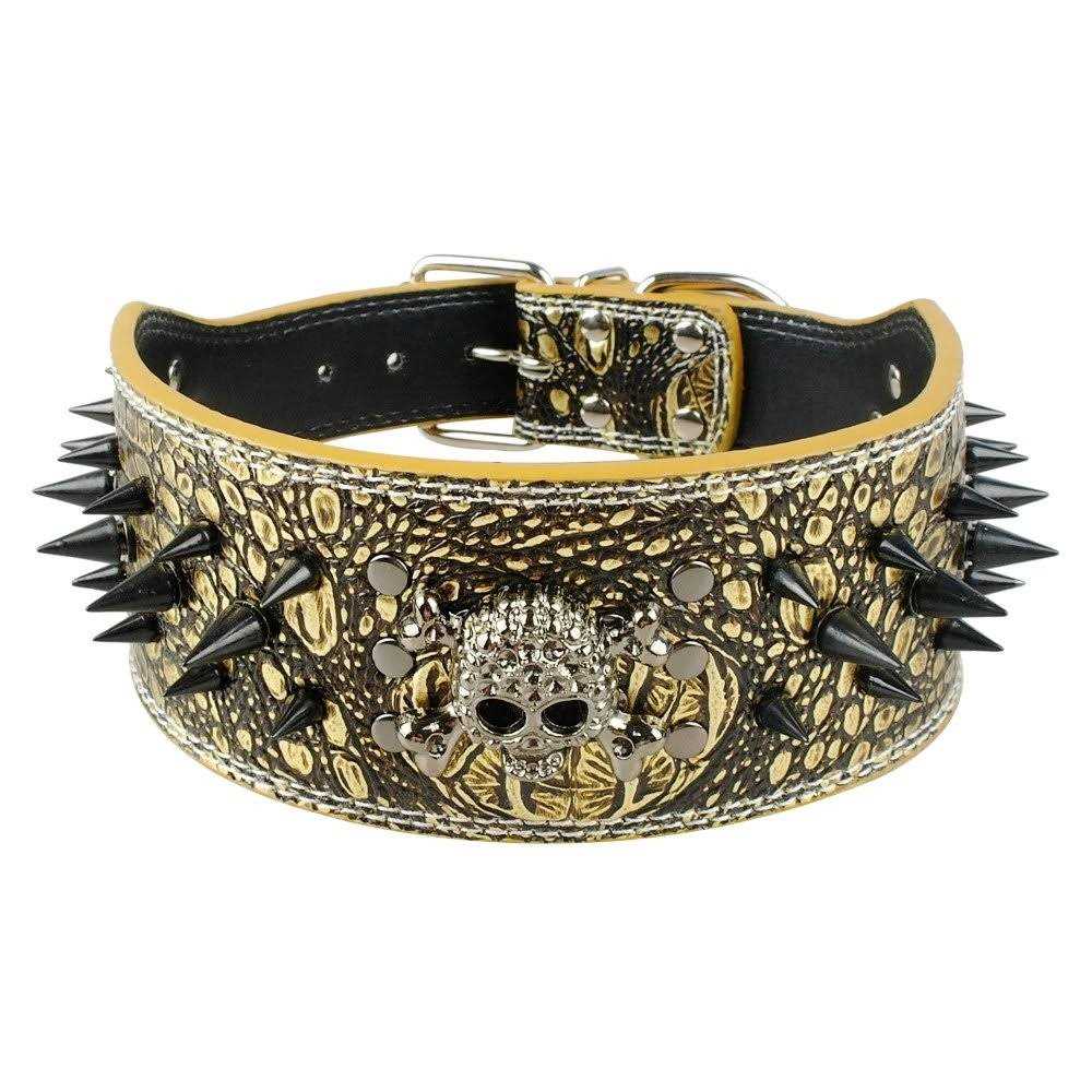 3 Inch Width Sharp Spiked Studded Leather Dog Collar W8796