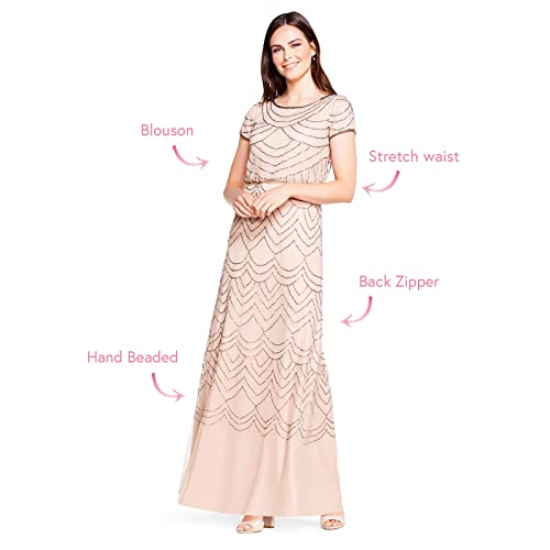 Short Sleeve Blouson Beaded Gown R8616