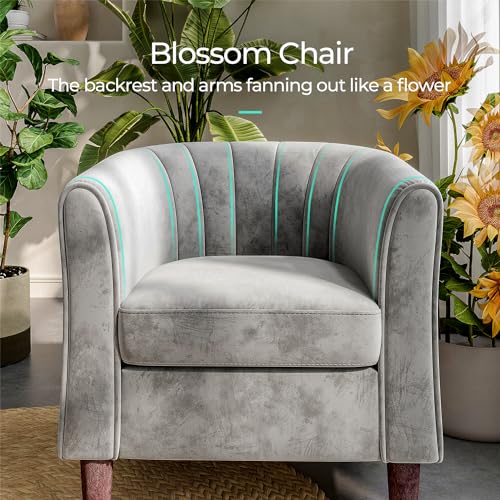 Olive Green Velvet Accent Chair with Ottoman E416551