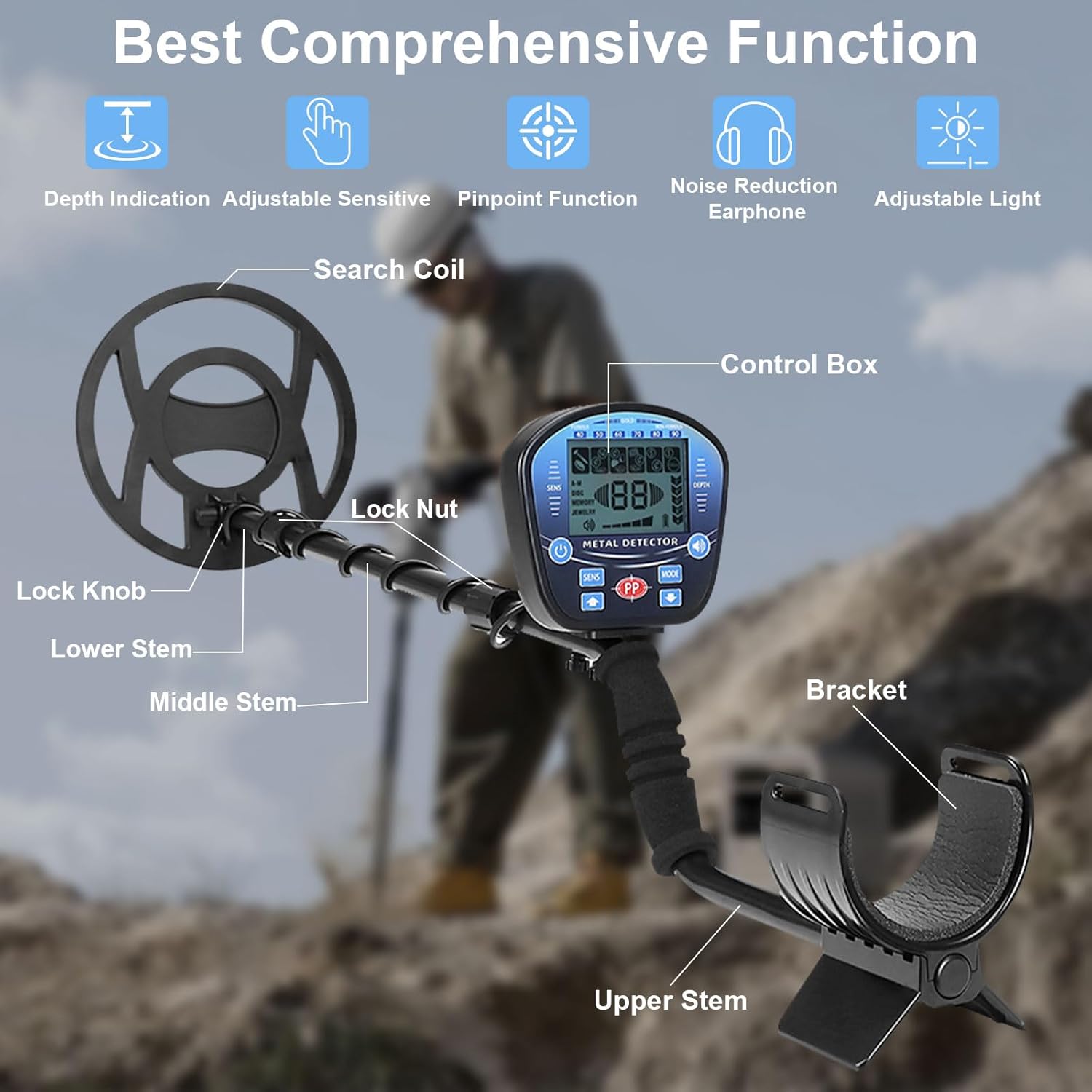 Waterproof Metal Detector with LCD Display X5666