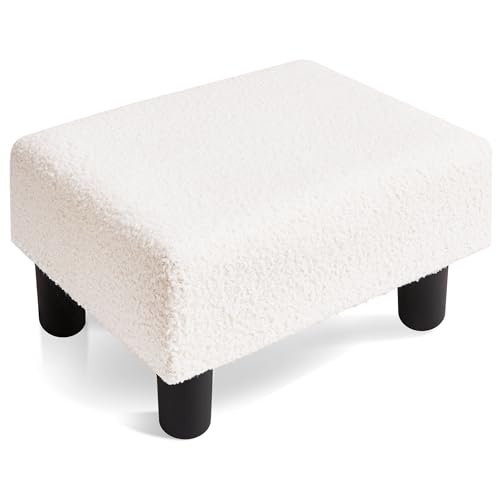 Beige Sherpa Small Rectangle Foot Stool with Legs H120161