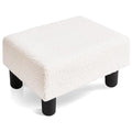 Beige Sherpa Small Rectangle Foot Stool with Legs H120161