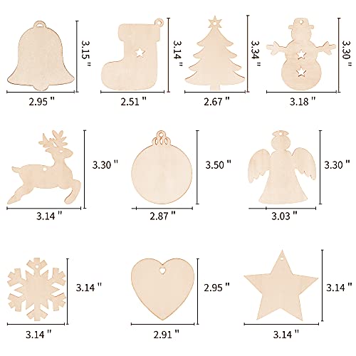 100PCS Unfinished Predrilled Wood Circles Christmas Ornaments X7222