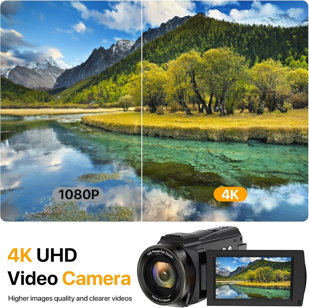 4K 48MP 60FPS Ultra HD Video Camera with Microphone 6-Axis Anti-Shake IR Night Vision Recorder N2631