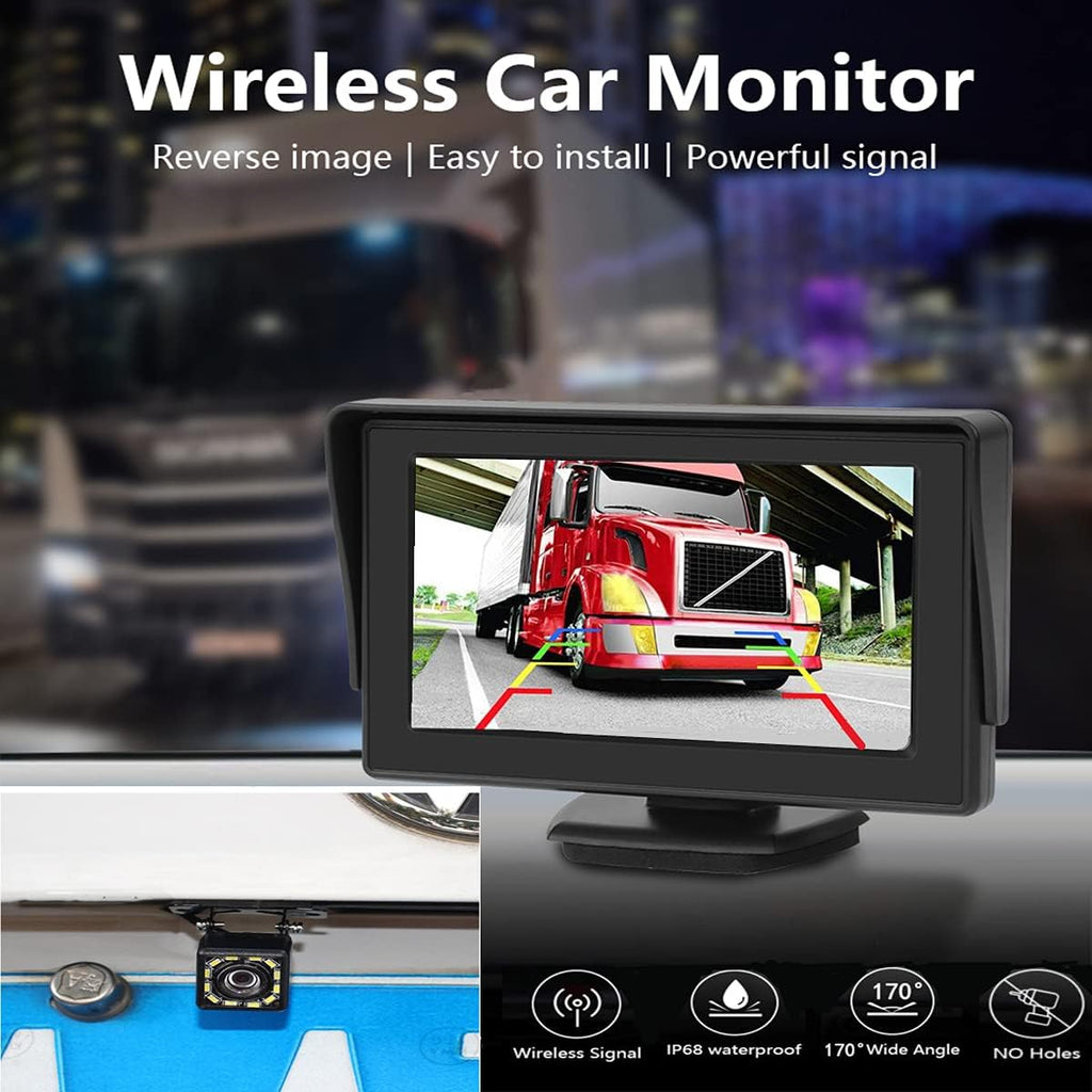 Wireless Backup Camera 4.3 Inch Rear View Camera FHD 1080P Waterproof Reversing Camera W2468