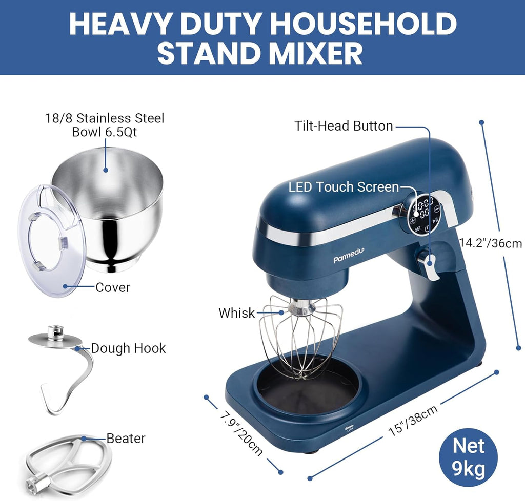 6.5 Quart 600W 10-Speed Tilt-Head Stand Mixer with Stainless Steel Bowl E708947