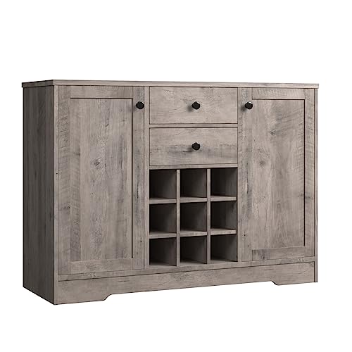 Dark Brown Buffet Sideboard with 2 Drawers and Adjustable Shelves J6906