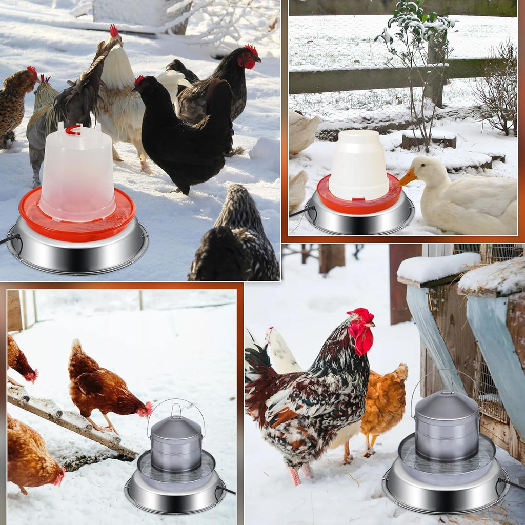 12 Inch 5 Gallons Poultry Drinker Heater Base with Thermostat and Power Cord B241416