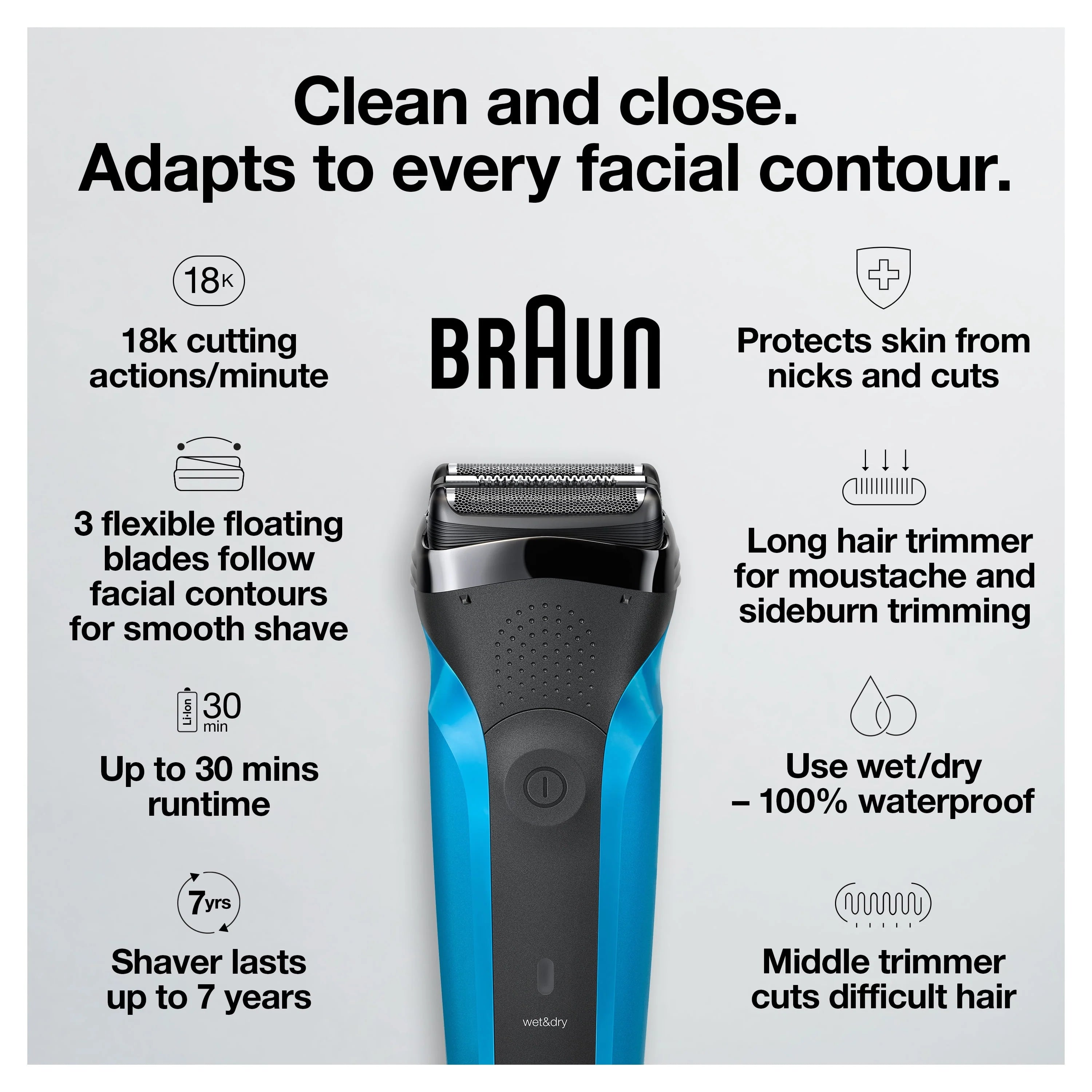 Rechargeable Wet Dry Electric Shaver V69319