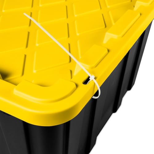 38 Gallon Black/Yellow Stackable Storage Tote with Lid, 8 Pack U998603