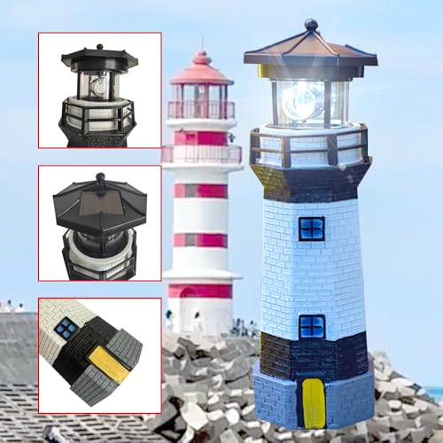 Black and White Solar LED Lighthouse D5861