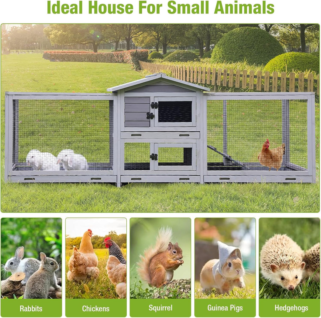 93.7" Rabbit Hutch with 8 Wheels and 4 Pull Out Trays X4740