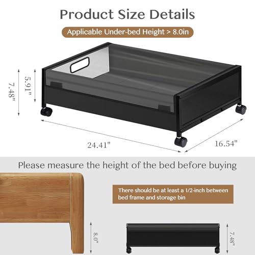 2 Pack Under Bed Storage Containers with Wheels and Lid C291443