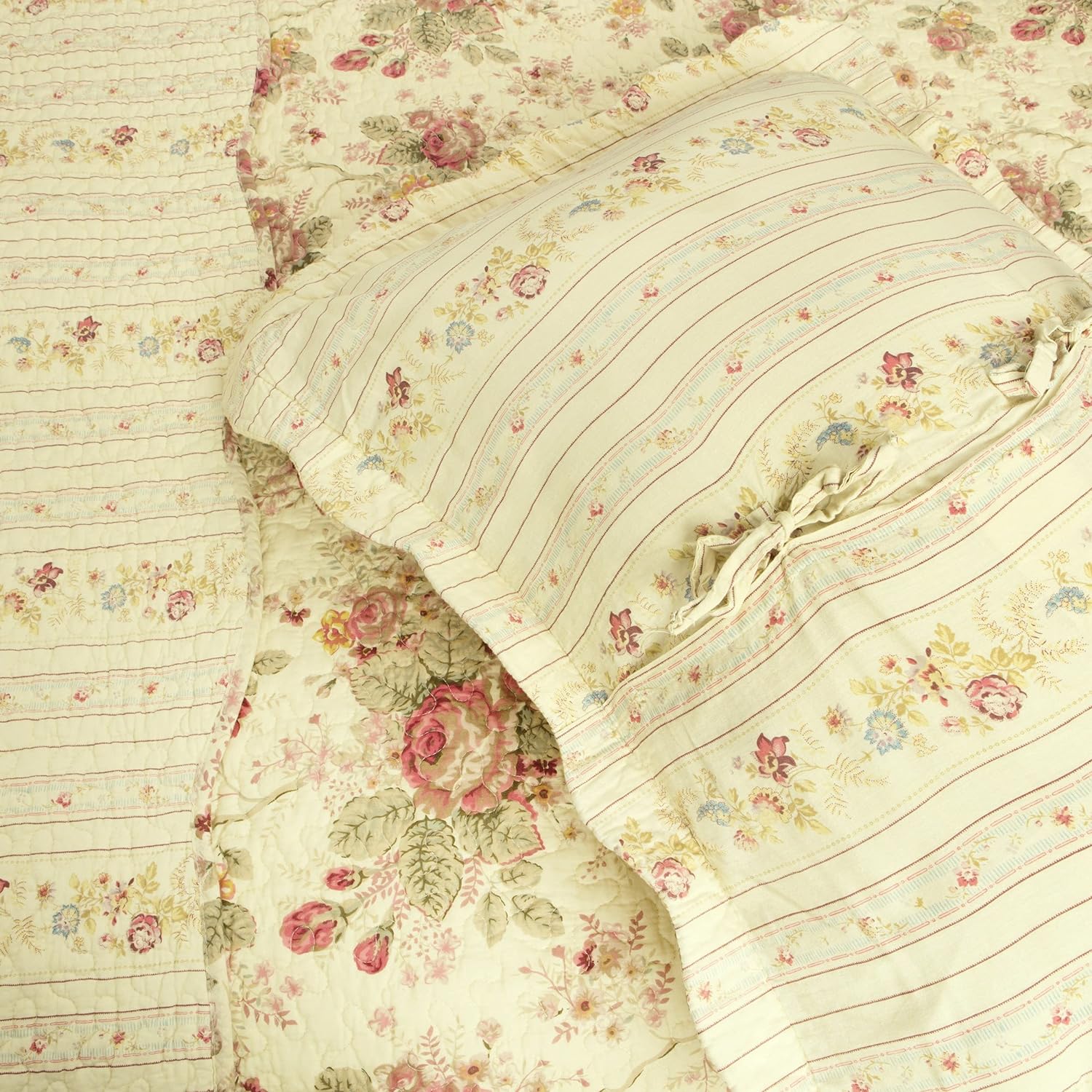 5Pc King/Cal King Bedding Quilt Set with Bed Sheet Grippers Straps J21257