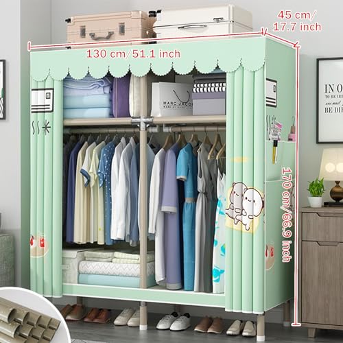 Canvas Wardrobe with Shelves and Hanging Rail I4121