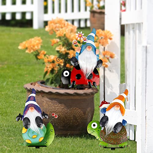 12 Inch Metal Garden Gnome Stakes 4 Pack E605