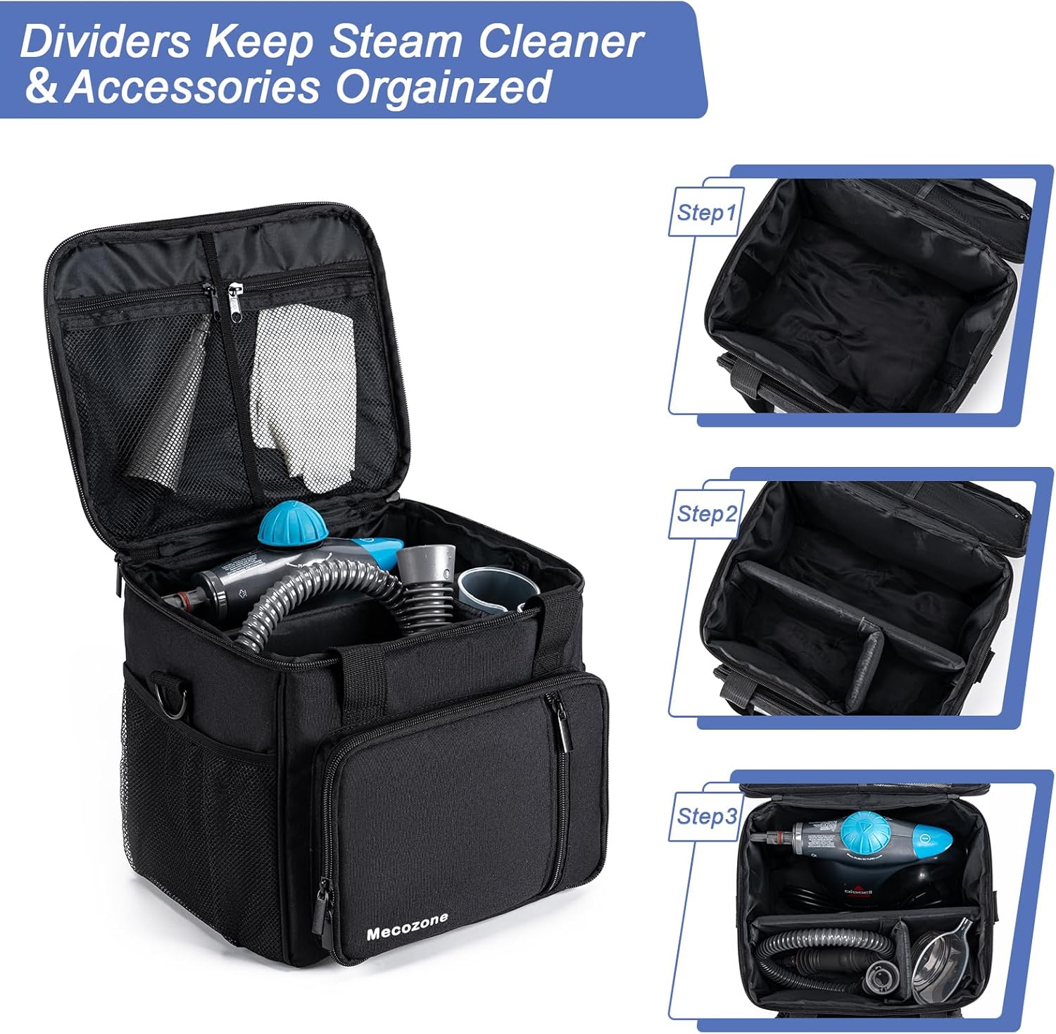 Black Handheld Steam Cleaner Carry Bag with Multiple Pockets Q83739