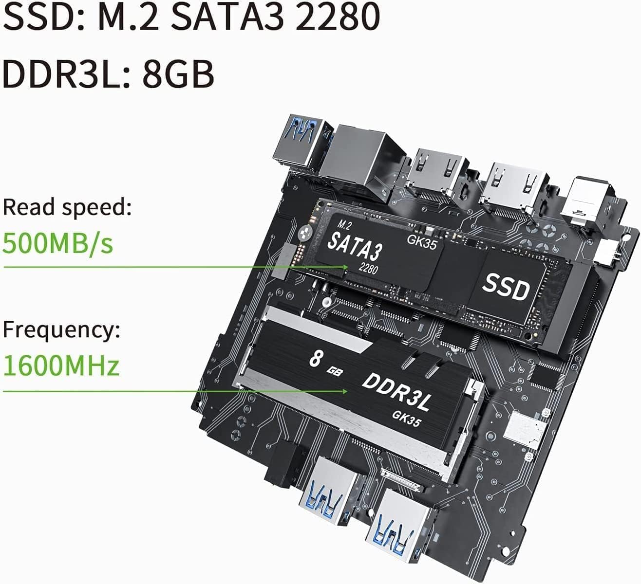 Mini PC Desktop Computer 8GB RAM 256GB SSD Intel Celeron J4205 P7678