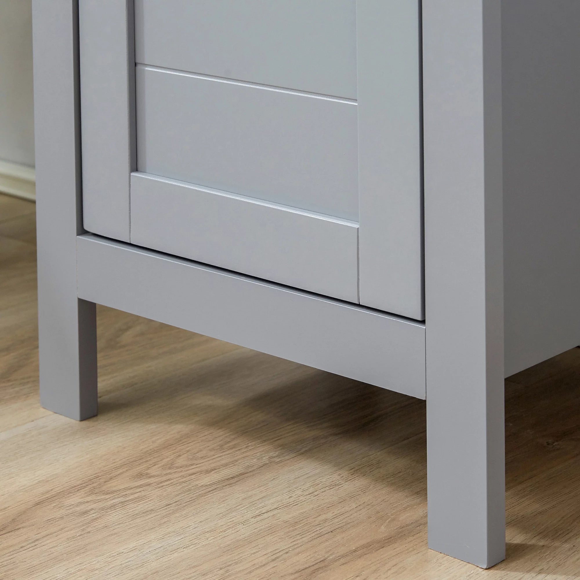 Grey Tall Bathroom Storage Cabinet with 3 Tier Shelf and Door T5481