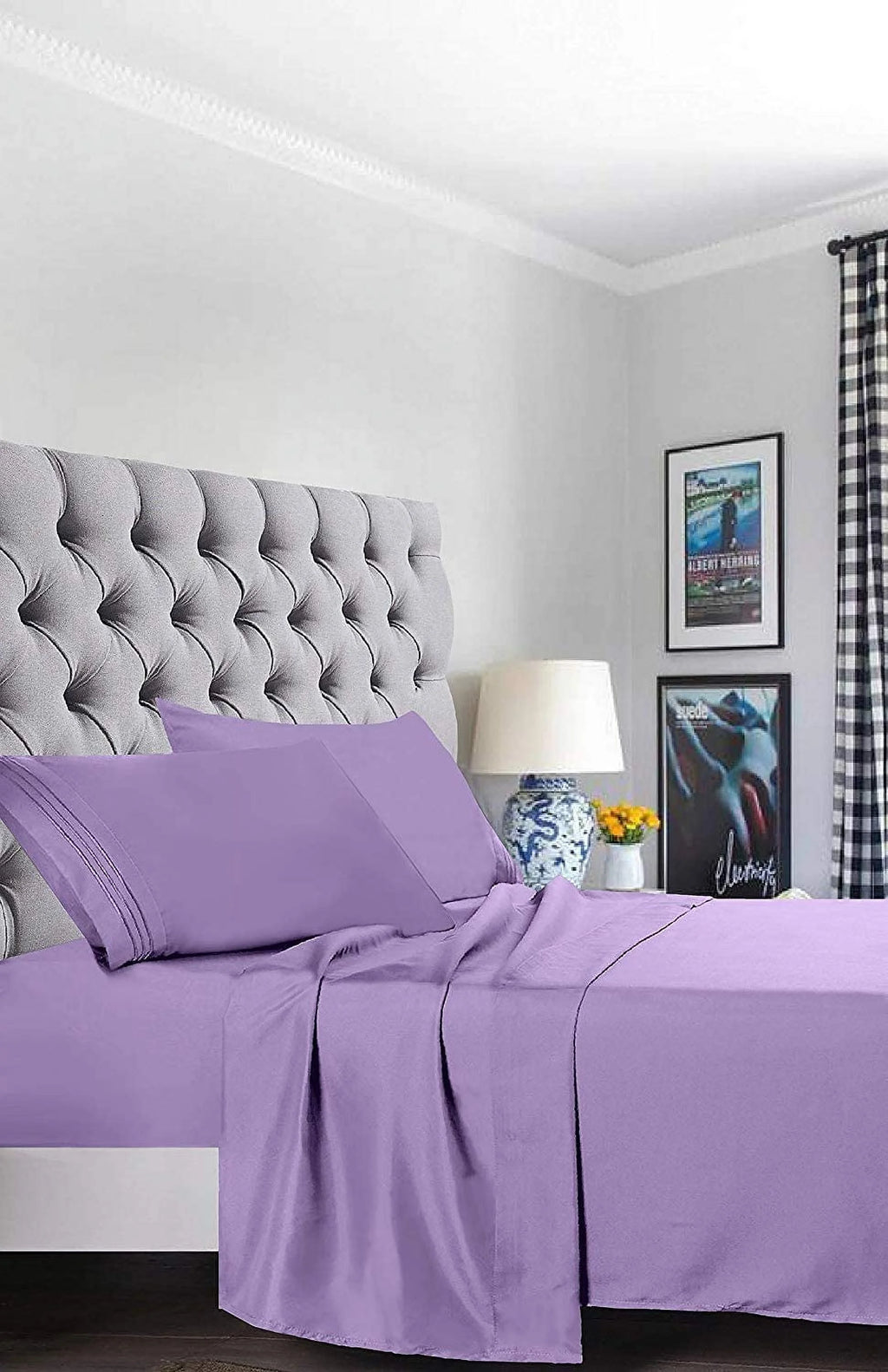 4-Piece King Lilac Deep Pocket Bed Sheet Set Q936718
