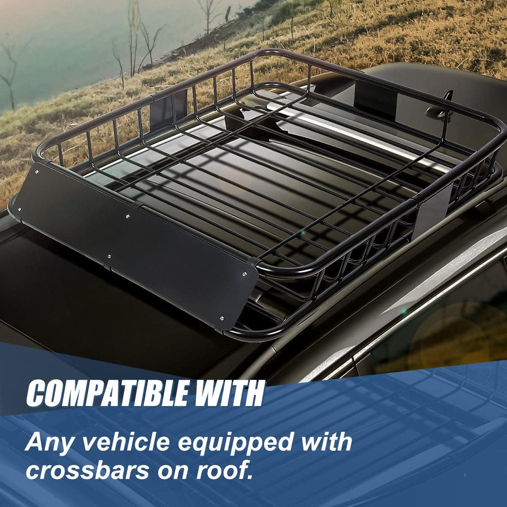 Black Mild Steel Roof Rack Cargo Carrier Basket H754983