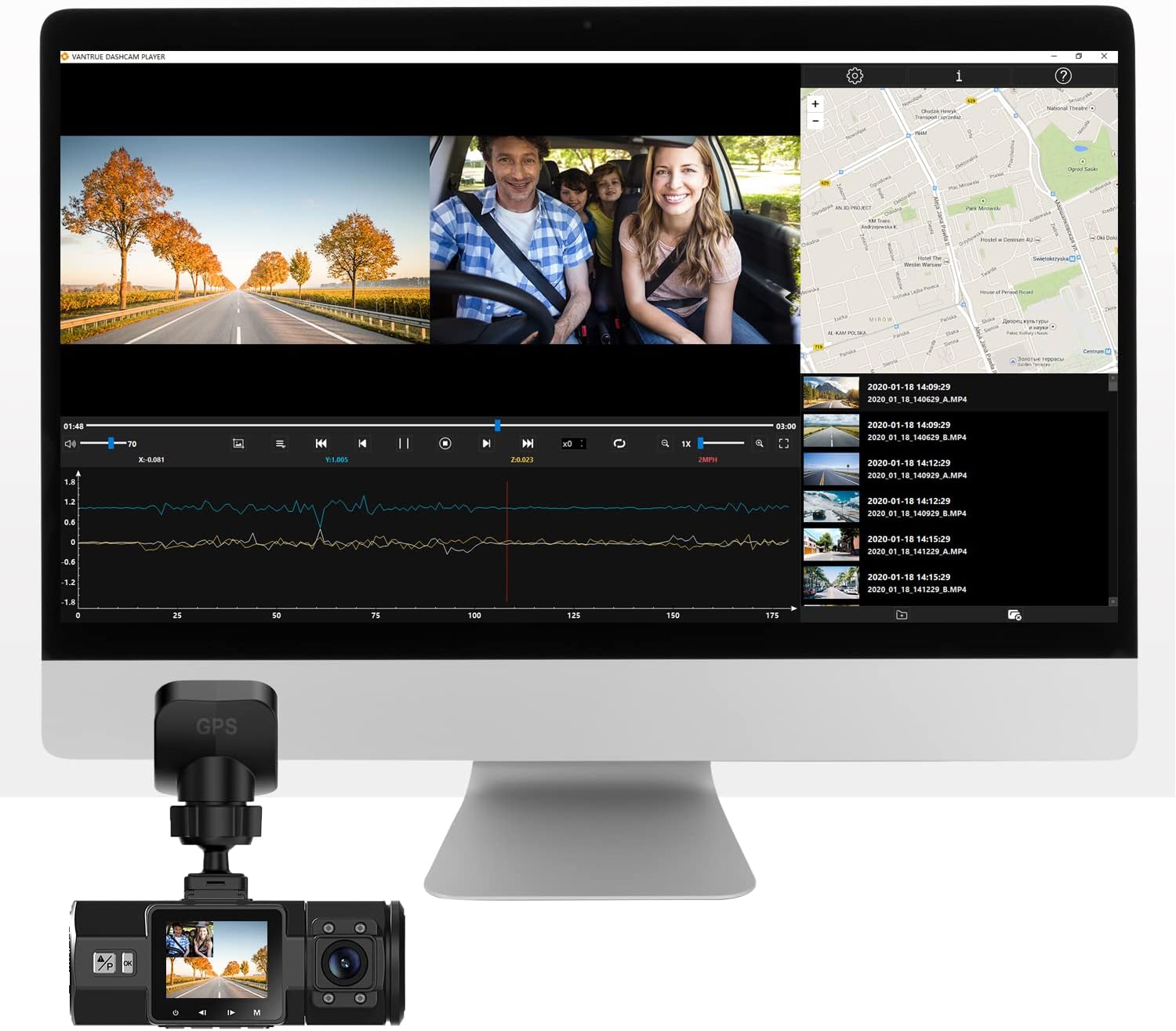 Dash Cam GPS Receiver Module Type C USB Port Adhesive Mount E1167
