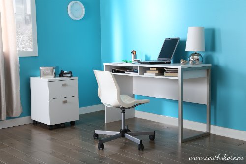Pure White 2-Drawer Mobile File Cabinet on Casters C2776