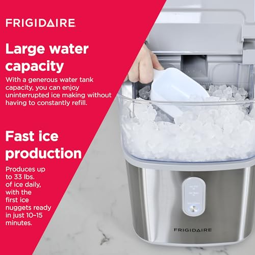 Compact Countertop Nugget Ice Maker, 33lbs per Day, Metallic Finish X900