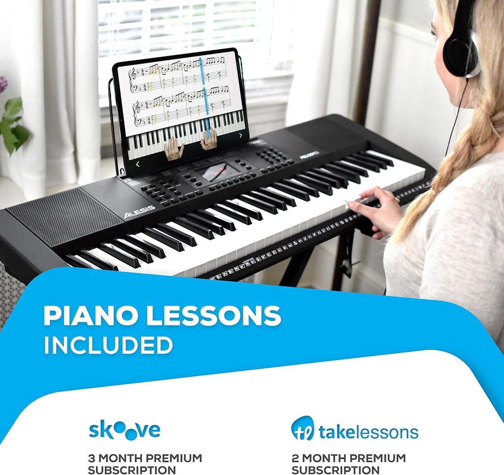 61 Key Keyboard Piano with 300 Sounds, Speakers, Digital Piano Stand, Bench, Headphones, Microphone C4579