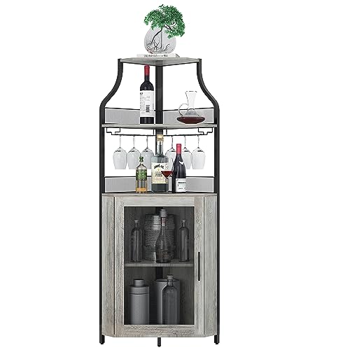 Black Corner Bar Cabinet with Detachable Wine Rack S26949