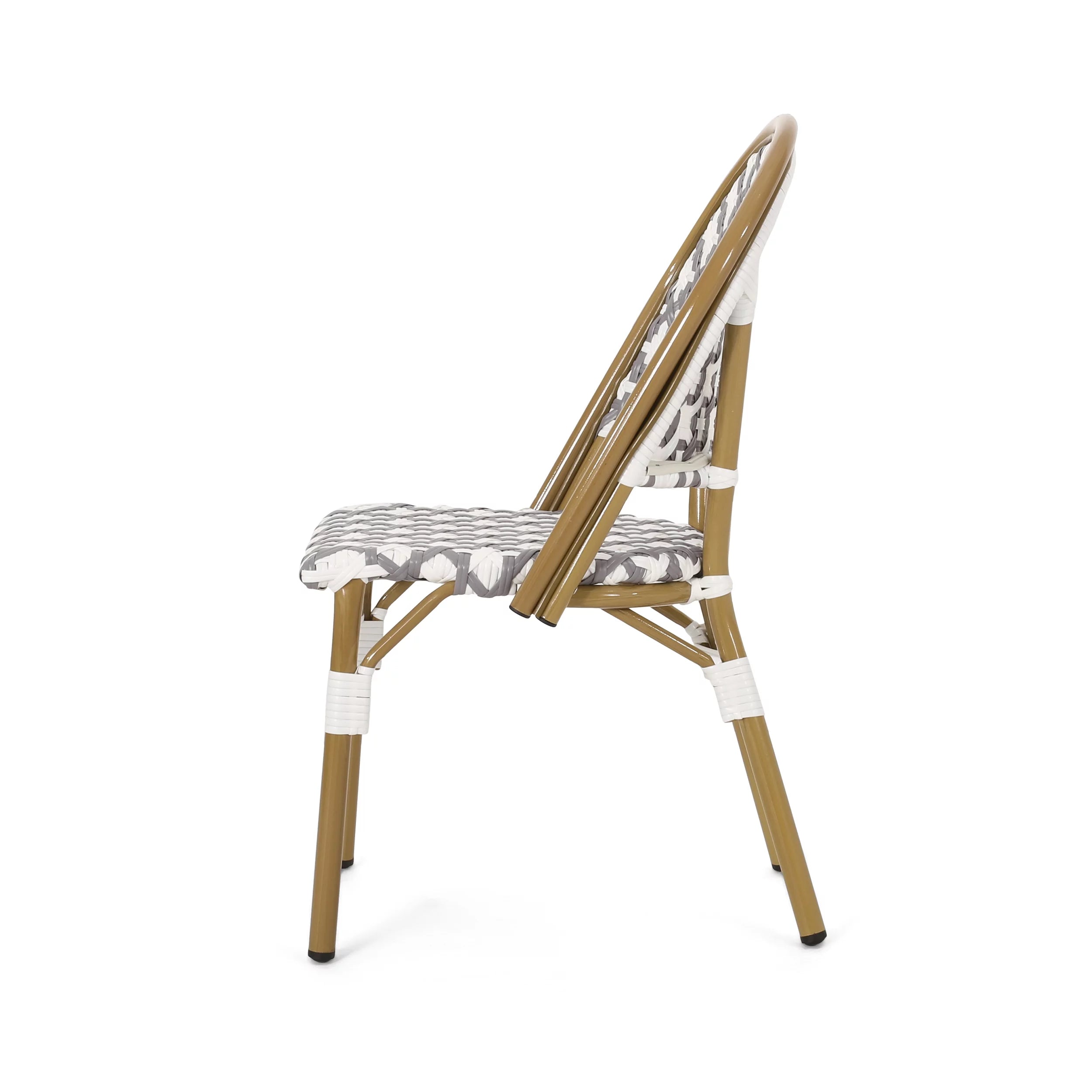 Set of 4 Gray White Bamboo Finish Outdoor Bistro Chair P690